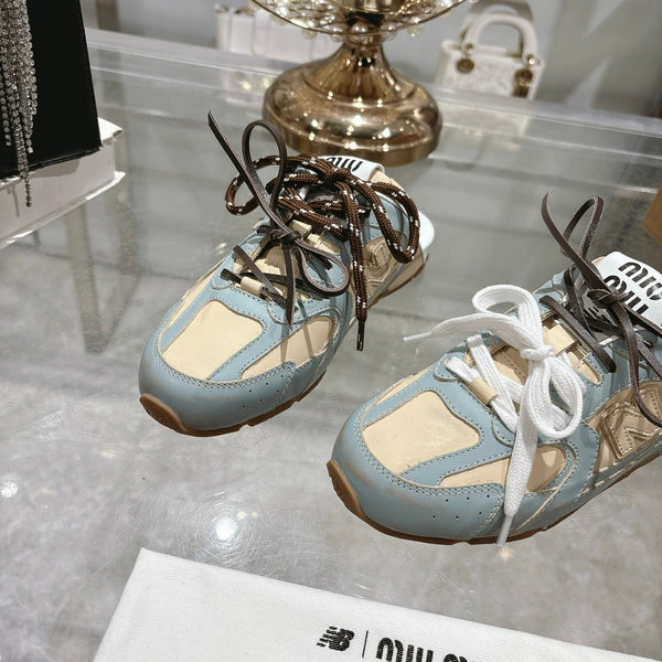 Miu x NB 530 SL Deco Mules Baby Blue mix Beige Leather 235297