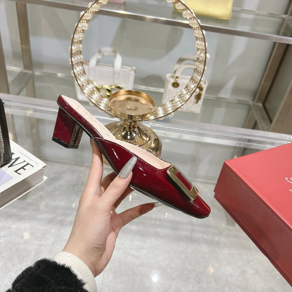 Viv 25 Mules Fibbia Pelle Verniciata Rossa 235351