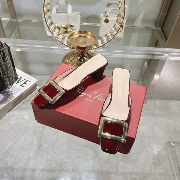 Viv 25 Mules Fibbia Pelle Verniciata Rossa 235351