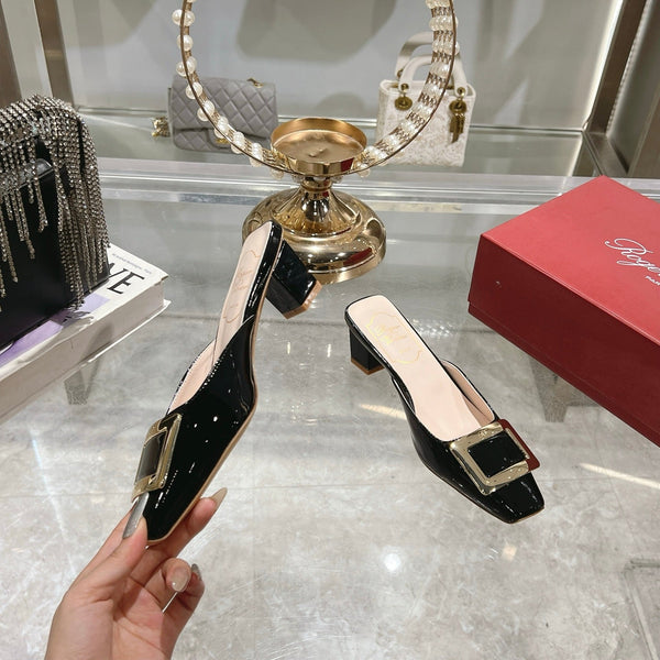 Viv 25 Mules Buckle Black Patent Leather 235352