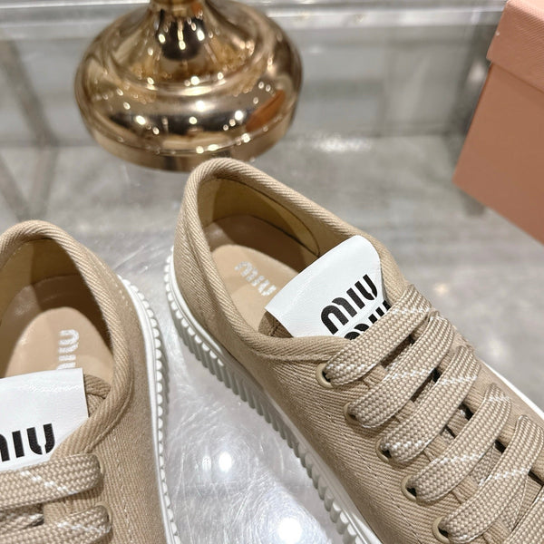 Sneaker Miu con logo Colonial Beige Demin Fabric 235314