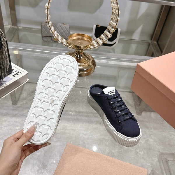 Miu 25C Sneaker Mules Night Blue Demin Fabric 235315