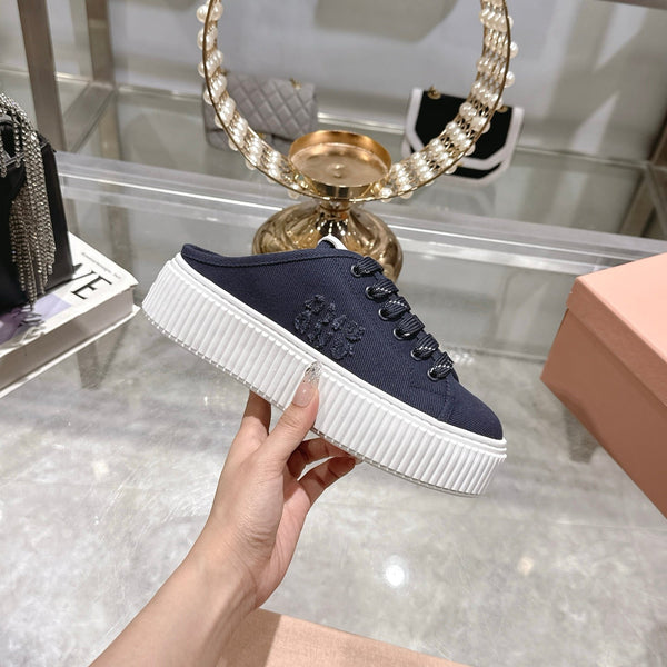Miu 25C Sneaker Mules Night Blue Demin Fabric 235315