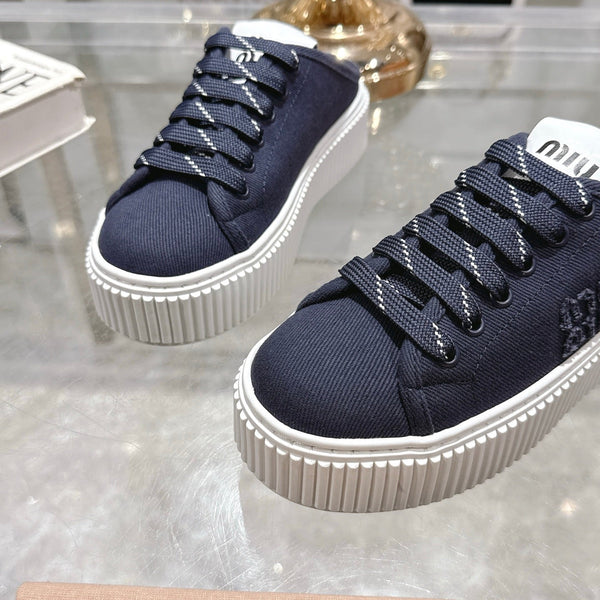 Miu 25C Sneaker Mules Night Blue Demin Fabric 235315
