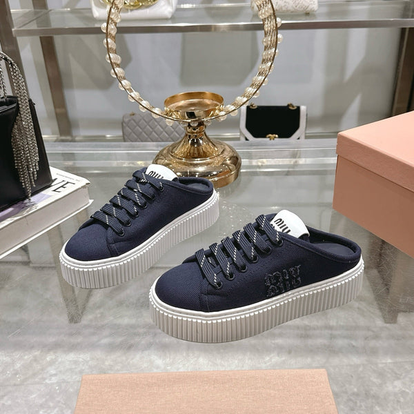 Miu 25C Sneaker Mules Night Blue Demin Fabric 235315