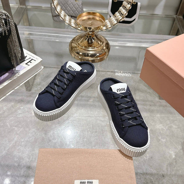 Miu 25C Sneaker Mules Night Blue Demin Fabric 235315