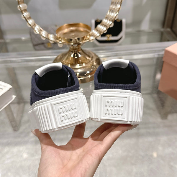 Miu 25C Sneaker Mules Night Blue Demin Fabric 235315