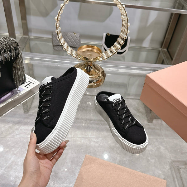 Miu 25C Sneaker Mules Nero Tessuto Demin 235316