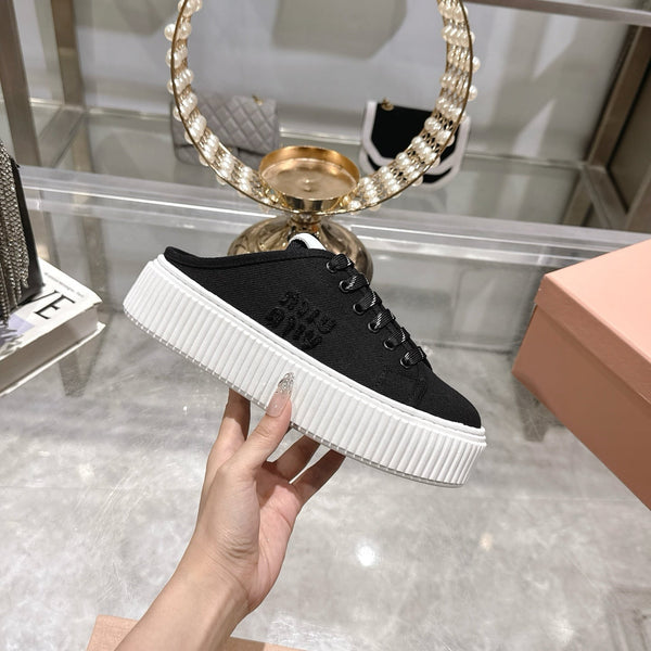 Miu 25C Sneaker Mules Nero Tessuto Demin 235316