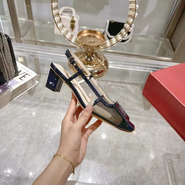 Viv 25 Slingback Blu Navy Mesh Pelle Italiana 300781