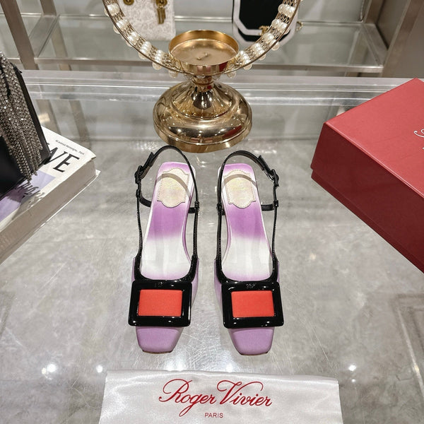 Viv 25 Slingback White Purple Italian Leather 300784