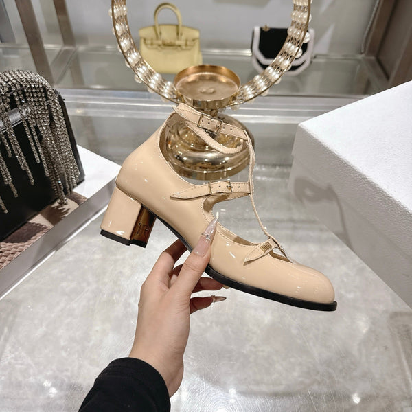 CD 26 Talon Mary Jane 40 Cuir Verni Beige 592221