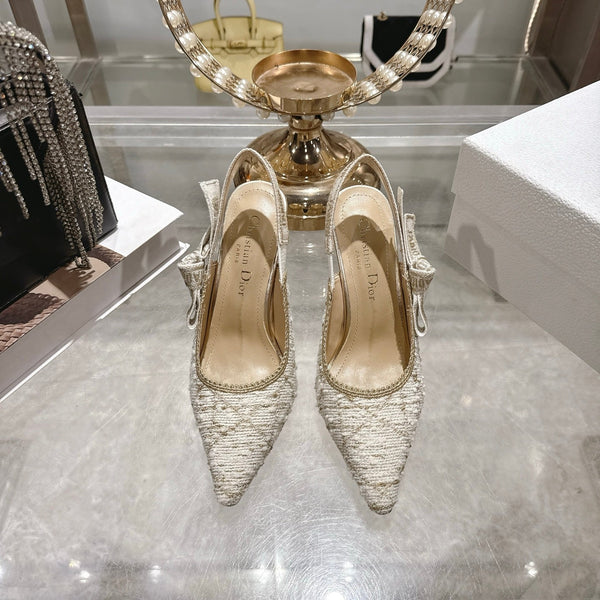 CD 26 Slingback 85mm Light Cream Gold Tweed 592230