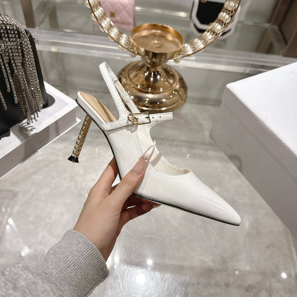 CD 26 Escarpins Mary Jane 80 Cuir Verni Blanc 679858