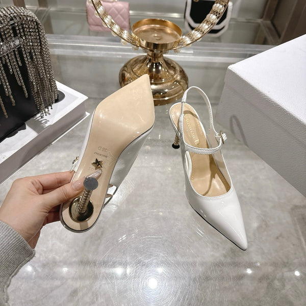 CD 26 Escarpins Mary Jane 80 Cuir Verni Blanc 679858