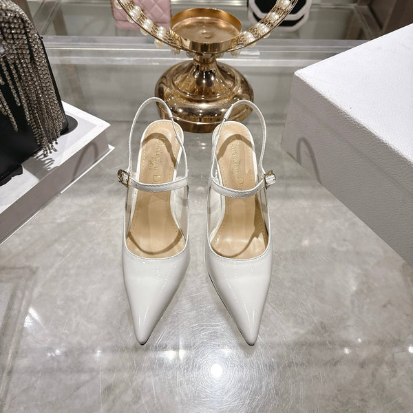 CD 26 Escarpins Mary Jane 80 Cuir Verni Blanc 679858