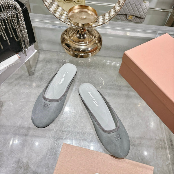 Miu Miu 26s Slippers Grey Mesh 679836