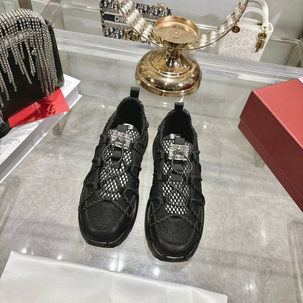 Baskets Roger Vivier Zag Cuir d'Agneau Dentelle Noir 679803