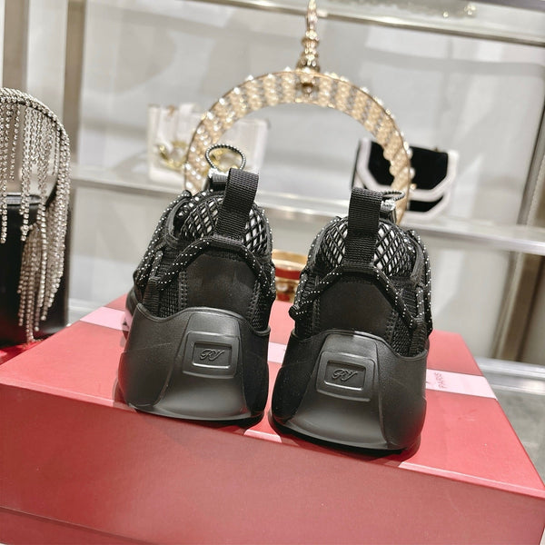 Baskets Roger Vivier Zag Cuir d'Agneau Dentelle Noir 679803