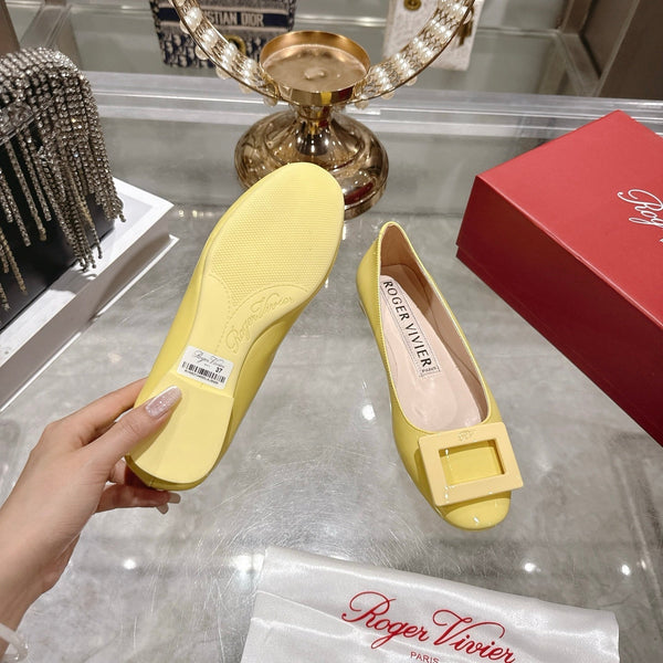 Roger Vivier 26s U Look Ballet Flat Yellow Leather 679806