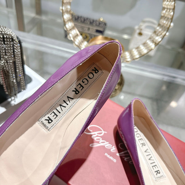 Roger Vivier 26s U Look Ballet Flat Purple Leather 679807