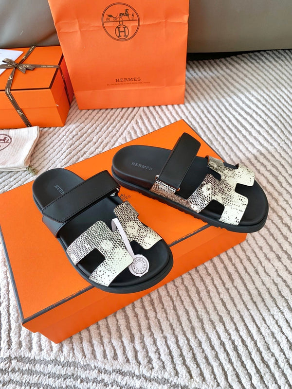 HM Chypre Sandal Ombre White Black Mix Black Cowhide 963214