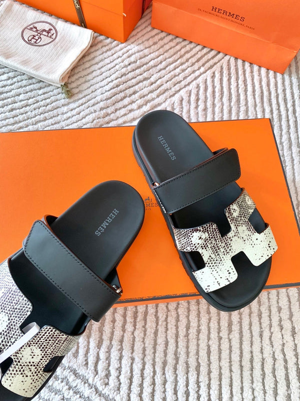 HM Chypre Sandal Ombre White Black Mix Black Cowhide 963214