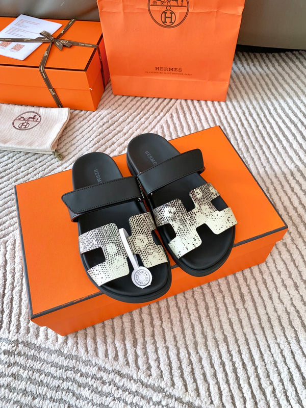 HM Chypre Sandal Ombre White Black Mix Black Cowhide 963214