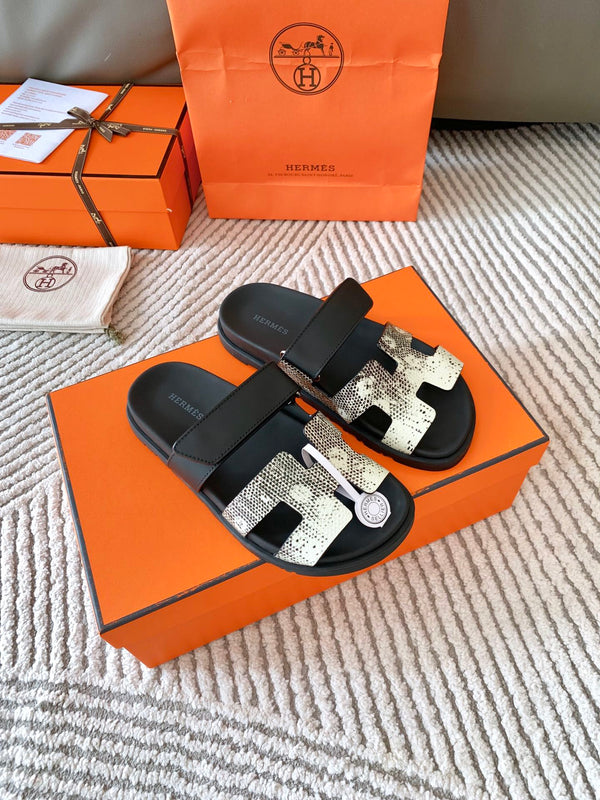 HM Chypre Sandal Ombre White Black Mix Black Cowhide 963214