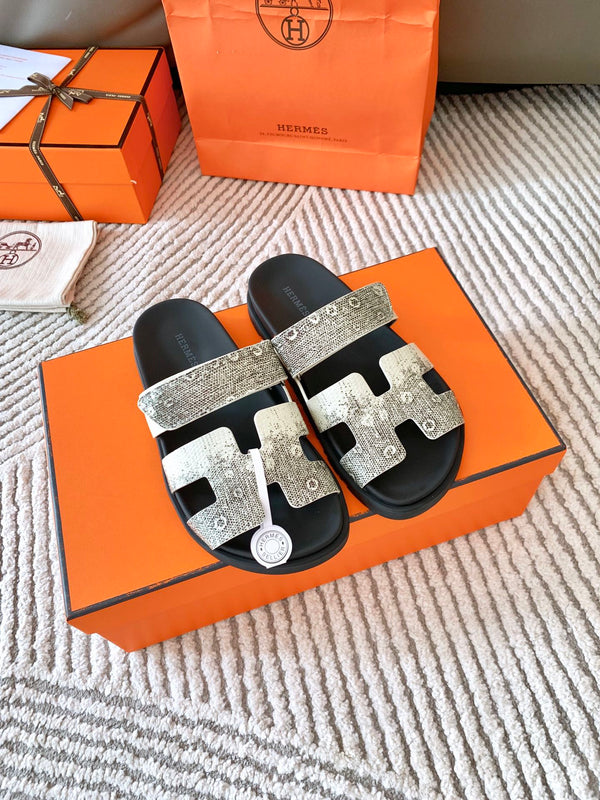 HM Chypre Sandal Ombre Ivory White Black Cowhide 963216