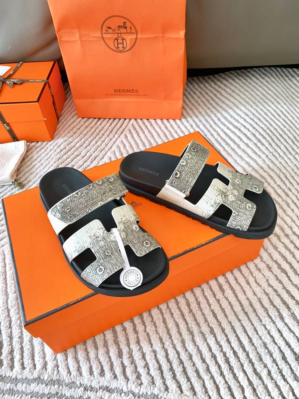 HM Chypre Sandal Ombre Ivory White Black Cowhide 963216