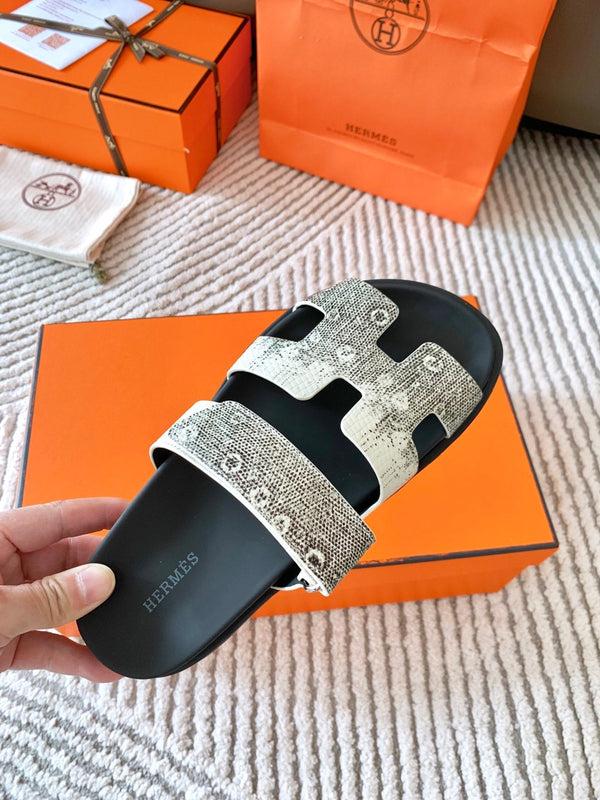 HM Chypre Sandal Ombre Ivory White Black Cowhide 963216