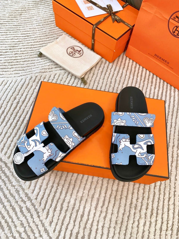 HM Chypre Sandal Cloud Blue With White Pattern Cowhide 963201