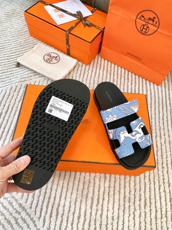 HM Chypre Sandal Cloud Blue With White Pattern Cowhide 963201