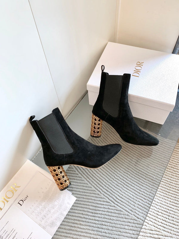 CD Icon Heeled Ankle Boot In Black Suede 993231