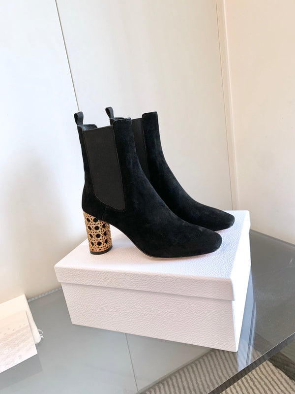 CD Icon Heeled Ankle Boot In Black Suede 993231