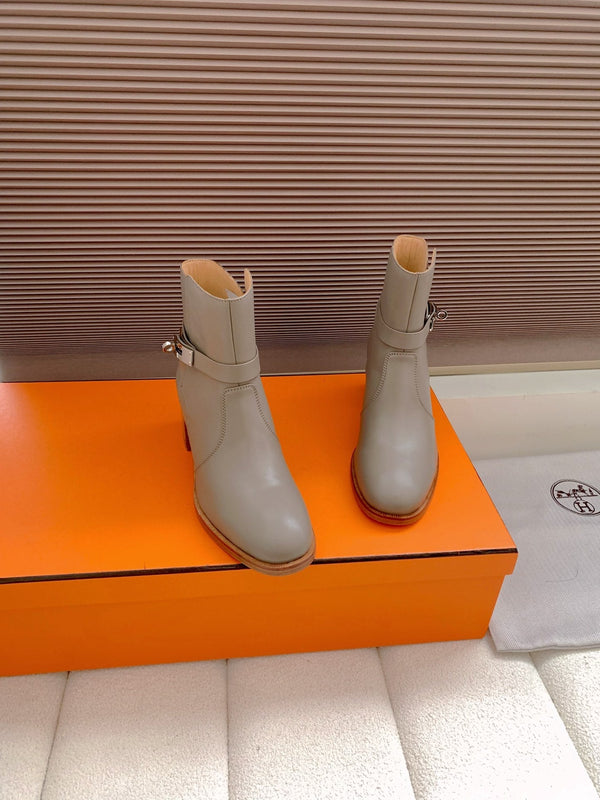 HM Frenchie 50 Ankle Boot Taupe Gray Cowhide 464341