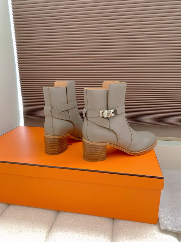 HM Frenchie 50 Ankle Boot Taupe Gray Cowhide 464341