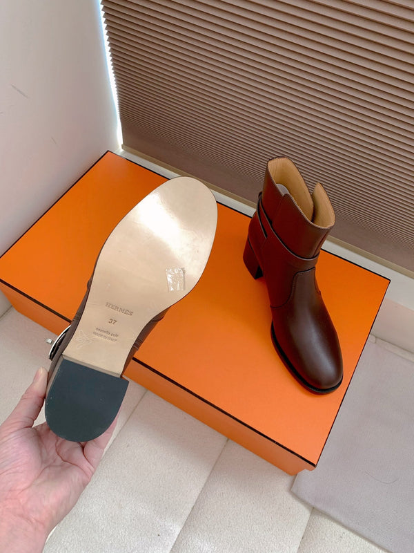 Stivaletto alla caviglia HM Frenchie 50 in pelle di vacchetta marrone scuro 464342