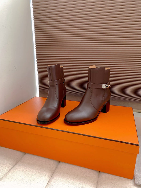 Stivaletto alla caviglia HM Frenchie 50 in pelle di vacchetta marrone scuro 464342