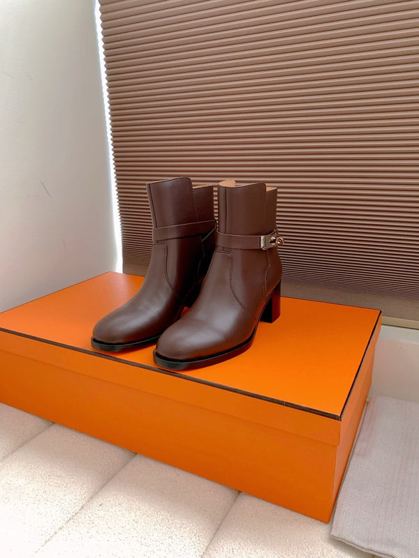 Stivaletto alla caviglia HM Frenchie 50 in pelle di vacchetta marrone scuro 464342