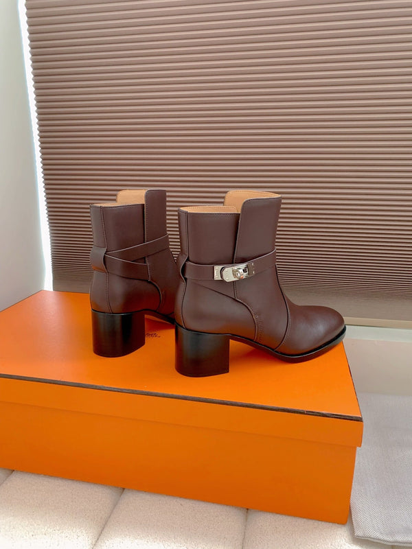 Stivaletto alla caviglia HM Frenchie 50 in pelle di vacchetta marrone scuro 464342