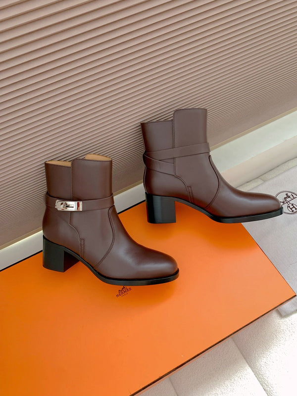 Stivaletto alla caviglia HM Frenchie 50 in pelle di vacchetta marrone scuro 464342