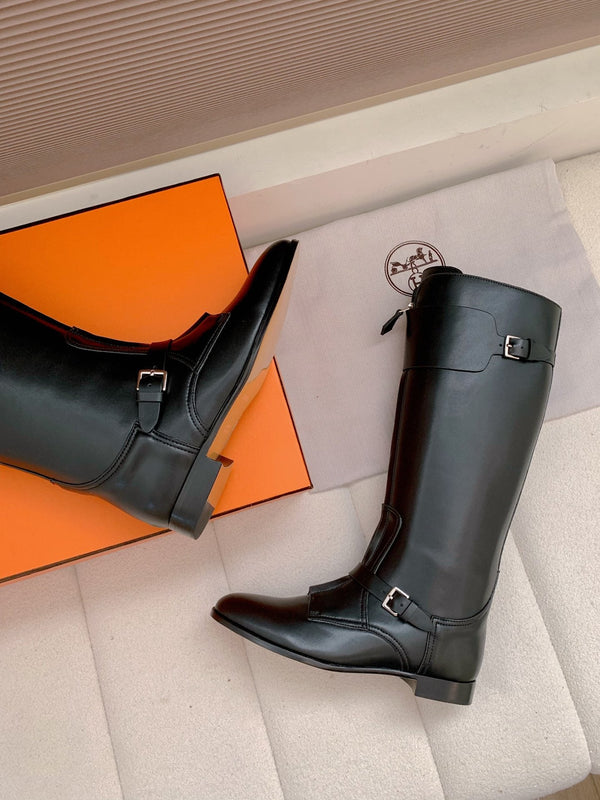 HM Riding Boots Black Cowhide 464356