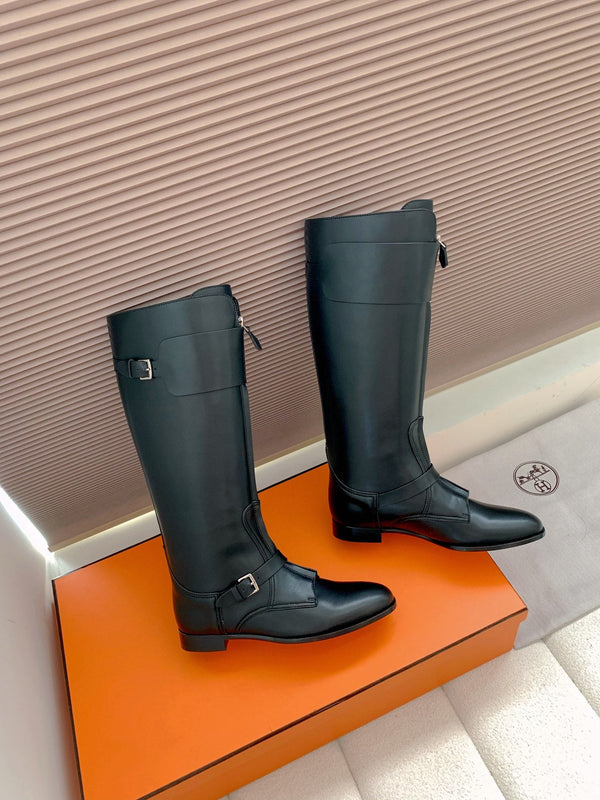 HM Riding Boots Black Cowhide 464356