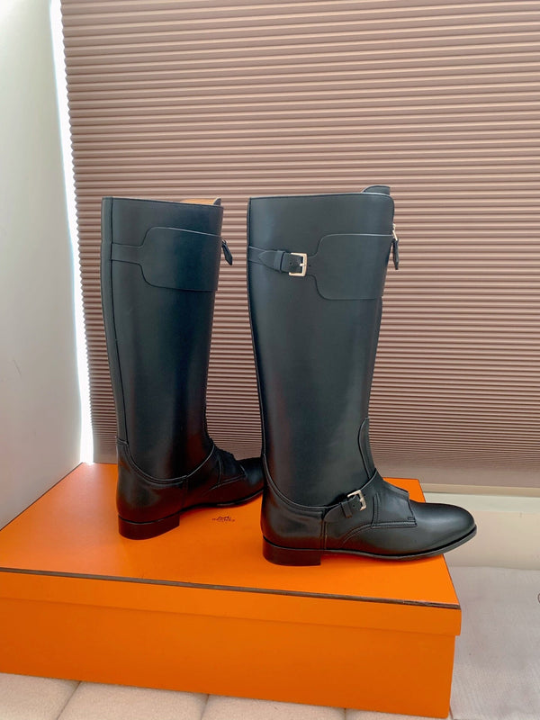 HM Riding Boots Black Cowhide 464356