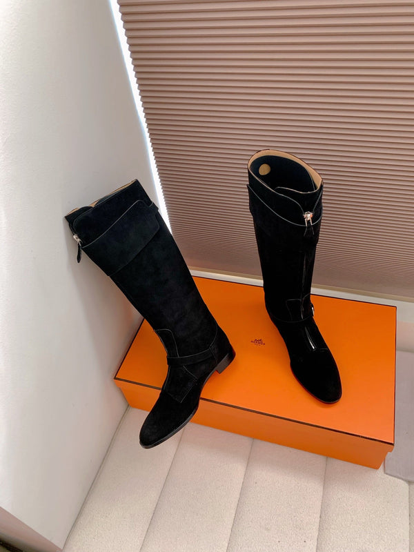 HM Riding Boots Black Suede 464361