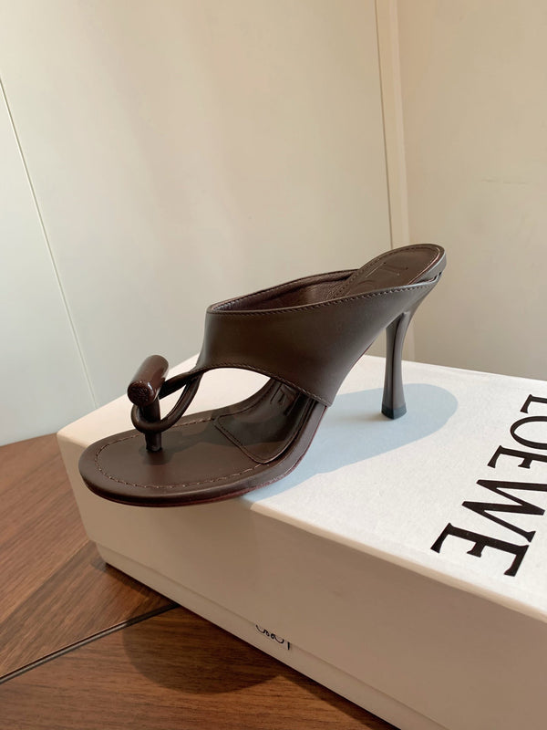 Loew Toggle Sandals 9cm Coffee Leather 878023