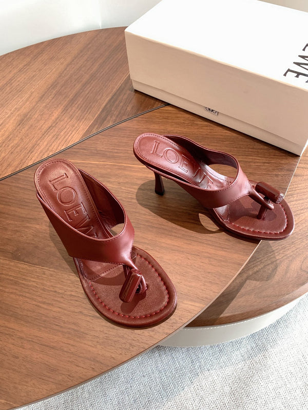 Loew Toggle Sandals 9cm Burgundy Leather 878024