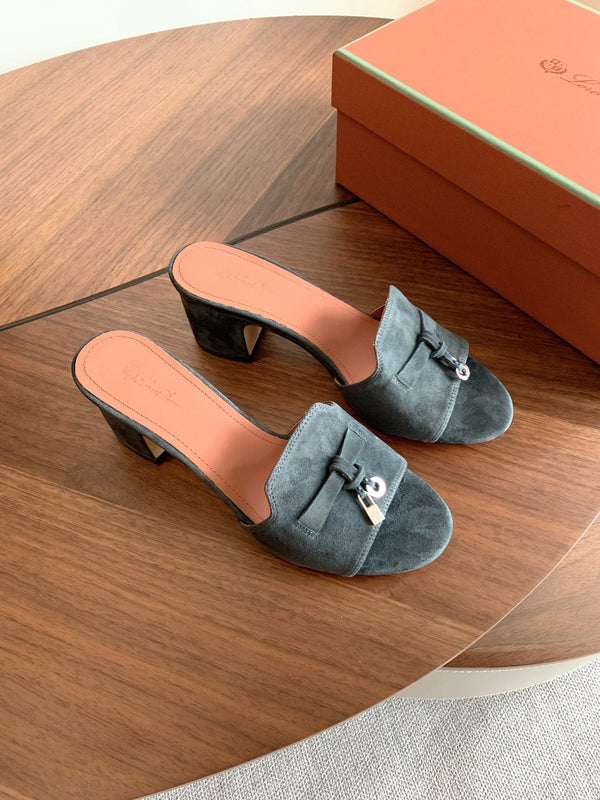 LP 26s Summer Mule Heels 60mm In Dark Grey Suede